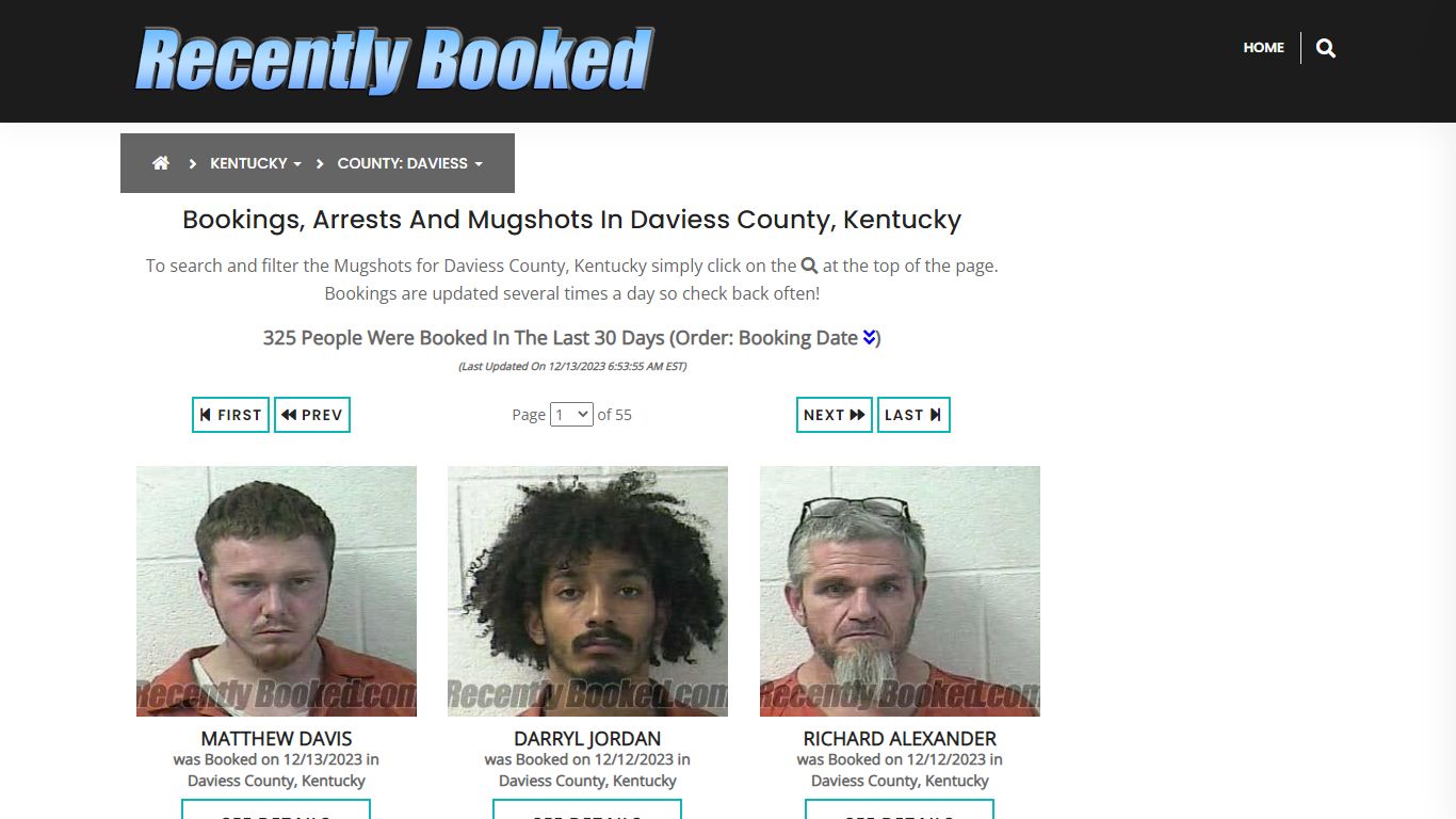 Bookings, Arrests and Mugshots in Daviess County, Kentucky